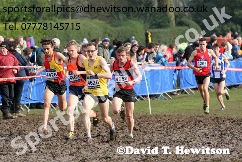 4626 Nick Torry (Surrey), 4303 Steve Vernon (Greater Manchester), 4426 Richard Goodman (Middlesex) and Dewi Griffiths (West Wales) trudge through the mud during the senior mens Inter Counties Cross Country, Cofton Park, Birmingham. Photo: David T. Hewitson/Sports for All Pics